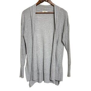 Maurices Women's Gray Open Front Ribbed Trim Long Line Cardigan Sweater Large